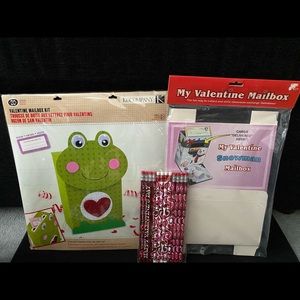 2 Brand New Valentine Mailboxes, and, 12 Pencils (Valentine Themed)